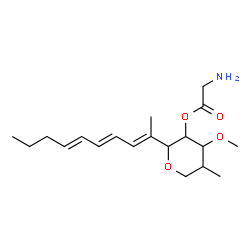 ChemSpider 2D Image | 1,5-Anhydro-1-[(2E,4E,6E)-2,4,6-decatrien-2-yl]-4-deoxy-2-O-glycyl-4-methyl-3-O-methylpentitol | C19H31NO4