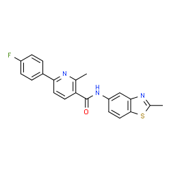 ChemSpider 2D Image | 6-(4-Fluorophenyl)-2-methyl-N-(2-methyl-1,3-benzothiazol-5-yl)nicotinamide | C21H16FN3OS
