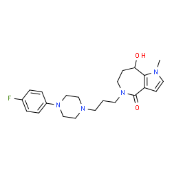 ChemSpider 2D Image | 5-{3-[4-(4-Fluorophenyl)-1-piperazinyl]propyl}-8-hydroxy-1-methyl-5,6,7,8-tetrahydropyrrolo[3,2-c]azepin-4(1H)-one | C22H29FN4O2