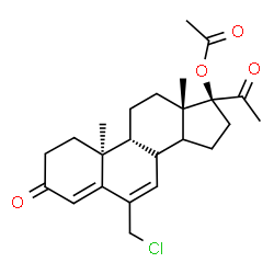 ChemSpider 2D Image | (8xi,9beta,10alpha,14xi,17alpha)-6-(Chloromethyl)-3,20-dioxopregna-4,6-dien-17-yl acetate | C24H31ClO4