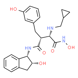 ChemSpider 2D Image | (3R)-N~2~-(Cyclopropylmethyl)-N~1~-hydroxy-3-(3-hydroxybenzyl)-N~4~-[(1S,2R)-2-hydroxy-2,3-dihydro-1H-inden-1-yl]-L-aspartamide | C24H29N3O5