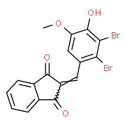 ChemSpider 2D Image | 2-(2,3-Dibromo-4-hydroxy-5-methoxybenzylidene)-1H-indene-1,3(2H)-dione | C17H10Br2O4