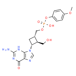 ChemSpider 2D Image | [(1S,2R,3R)-3-(2-Amino-6-oxo-3,6-dihydro-9H-purin-9-yl)-2-(hydroxymethyl)cyclobutyl]methyl 4-methoxyphenyl hydrogen phosphate | C18H22N5O7P