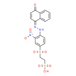 ChemSpider 2D Image | 2-({3-Nitro-4-[(2Z)-2-(4-oxo-1(4H)-naphthalenylidene)hydrazino]phenyl}sulfonyl)ethanesulfonic acid | C18H15N3O8S2