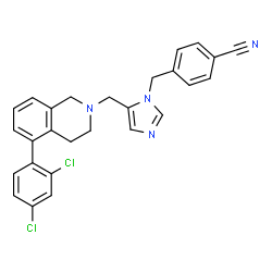 ChemSpider 2D Image | 4-[(5-{[5-(2,4-Dichlorophenyl)-3,4-dihydro-2(1H)-isoquinolinyl]methyl}-1H-imidazol-1-yl)methyl]benzonitrile | C27H22Cl2N4
