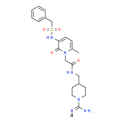 ChemSpider 2D Image | 2-{3-[(Benzylsulfonyl)amino]-6-methyl-2-oxo-1(2H)-pyridinyl}-N-[(1-carbamimidoyl-4-piperidinyl)methyl]acetamide | C22H30N6O4S