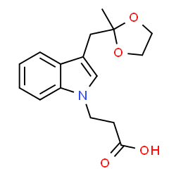 ChemSpider 2D Image | 3-{3-[(2-Methyl-1,3-dioxolan-2-yl)methyl]-1H-indol-1-yl}propanoic acid | C16H19NO4