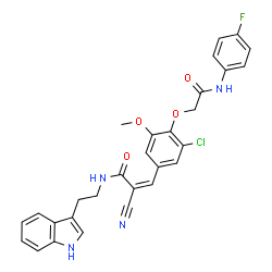 ChemSpider 2D Image | (2Z)-3-(3-Chloro-4-{2-[(4-fluorophenyl)amino]-2-oxoethoxy}-5-methoxyphenyl)-2-cyano-N-[2-(1H-indol-3-yl)ethyl]acrylamide | C29H24ClFN4O4