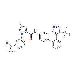 ChemSpider 2D Image | 1-(3-Carbamimidoylphenyl)-4-methyl-N-{2'-[1-(trifluoromethyl)-1H-tetrazol-5-yl]-4-biphenylyl}-1H-pyrrole-2-carboxamide | C27H21F3N8O