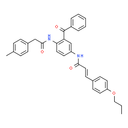 ChemSpider 2D Image | (2E)-N-(3-Benzoyl-4-{[(4-methylphenyl)acetyl]amino}phenyl)-3-(4-propoxyphenyl)acrylamide | C34H32N2O4
