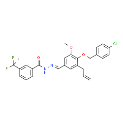 ChemSpider 2D Image | N'-[(E)-{3-Allyl-4-[(4-chlorobenzyl)oxy]-5-methoxyphenyl}methylene]-3-(trifluoromethyl)benzohydrazide | C26H22ClF3N2O3