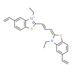 ChemSpider 2D Image | 3-Ethyl-2-[(1E,3E)-3-(3-ethyl-5-vinyl-1,3-benzothiazol-2(3H)-ylidene)-1-propen-1-yl]-5-vinyl-1,3-benzothiazol-3-ium | C25H25N2S2