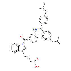 ChemSpider 2D Image | 4-[1-(3-{[Bis(4-isobutylphenyl)methyl]amino}benzoyl)-1H-indol-3-yl]butanoic acid | C40H44N2O3