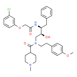 ChemSpider 2D Image | N-[(2S,3S)-3-{[(3-Chlorophenoxy)acetyl]amino}-2-hydroxy-4-phenylbutyl]-N-[2-(4-methoxyphenyl)ethyl]-1-methyl-4-piperidinecarboxamide | C34H42ClN3O5