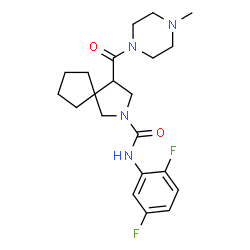 ChemSpider 2D Image | N-(2,5-Difluorophenyl)-4-[(4-methyl-1-piperazinyl)carbonyl]-2-azaspiro[4.4]nonane-2-carboxamide | C21H28F2N4O2