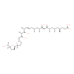 ChemSpider 2D Image | (4R,6S,8S,10Z,12R,14R,16E,18R,19R,20S,21S)-11,19,21-Trihydroxy-22-{(2S,2'R,5S,5'S)-5'-[(1R)-1-hydroxyethyl]-2,5'-dimethyloctahydro-2,2'-bifuran-5-yl}-4,6,8,12,14,18,20-heptamethyl-9-oxo-10,16-docosadi
enoic acid | C41H72O9