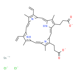 ChemSpider 2D Image | Tin(4+) chloride 3,3'-(3,7,12,17-tetramethyl-8,13-divinyl-2,18-porphyrindiyl)dipropanoate (1:2:1) | C34H32Cl2N4O4Sn