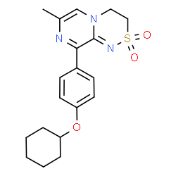ChemSpider 2D Image | 9-[4-(Cyclohexyloxy)phenyl]-7-methyl-3,4-dihydropyrazino[2,1-c][1,2,4]thiadiazine 2,2-dioxide | C19H23N3O3S