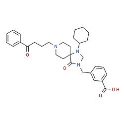 ChemSpider 2D Image | 3-{[1-Cyclohexyl-4-oxo-8-(4-oxo-4-phenylbutyl)-1,3,8-triazaspiro[4.5]dec-3-yl]methyl}benzoic acid | C31H39N3O4