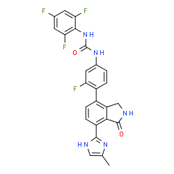 ChemSpider 2D Image | 1-{3-Fluoro-4-[7-(4-methyl-1H-imidazol-2-yl)-1-oxo-2,3-dihydro-1H-isoindol-4-yl]phenyl}-3-(2,4,6-trifluorophenyl)urea | C25H17F4N5O2
