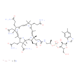 ChemSpider 2D Image | cobalt-60(3+);[(2R,3S,4R,5S)-5-(5,6-dimethylbenzimidazol-1-yl)-4-hydroxy-2-(hydroxymethyl)tetrahydrofuran-3-yl] [(1R)-1-methyl-2-[3-[(2R,3R,4Z,7S,9Z,12S,13S,14Z,17S,18S,19R)-2,13,18-tris(2-amino-2-oxo-ethyl)-7,12,17-tris(3-amino-3-oxo-propyl)-3,5,8,8,13,15,18,19-octamethyl-2,7,12,17-tetrahydro-1H-corrin-21-id-3-yl]propanoylamino]ethyl] phosphate;cyanide | C63H8860CoN14O14P