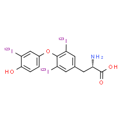 ChemSpider 2D Image | O-[4-Hydroxy-3-(~123~I)iodophenyl]-3,5-bis[(~123~I)iodo]-L-tyrosine | C15H12123I3NO4