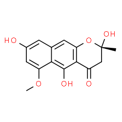 ChemSpider 2D Image | (2S)-2,5,8-Trihydroxy-6-methoxy-2-methyl-2,3-dihydro-4H-benzo[g]chromen-4-one | C15H14O6
