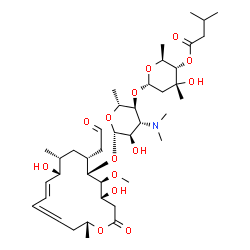 ChemSpider 2D Image | (2S,3S,4R,6S)-6-{[(2R,3S,4R,5R,6S)-6-{[(4R,5S,6S,7R,9R,10R,11E,16R)-4,10-Dihydroxy-5-methoxy-9,16-dimethyl-2-oxo-7-(2-oxoethyl)oxacyclohexadeca-11,13-dien-6-yl]oxy}-4-(dimethylamino)-5-hydroxy-2-methy
ltetrahydro-2H-pyran-3-yl]oxy}-4-hydroxy-2,4-dimethyltetrahydro-2H-pyran-3-yl 3-methylbutanoate (non-preferred name) | C40H67NO14