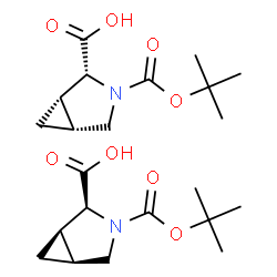 ChemSpider 2D Image | (1R,2S,5S)-3-{[(2-Methyl-2-propanyl)oxy]carbonyl}-3-azabicyclo[3.1.0]hexane-2-carboxylic acid - (1S,2R,5R)-3-{[(2-methyl-2-propanyl)oxy]carbonyl}-3-azabicyclo[3.1.0]hexane-2-carboxylic acid (1:1) | C22H34N2O8