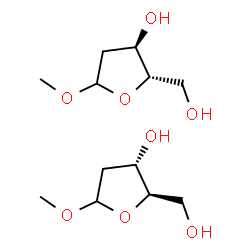 ChemSpider 2D Image | Methyl 2-deoxy-D-erythro-pentofuranoside - methyl 2-deoxy-L-erythro-pentofuranoside (1:1) | C12H24O8