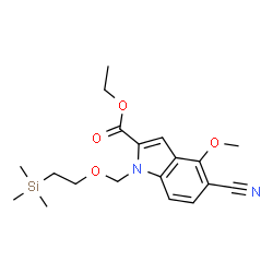 ChemSpider 2D Image | Ethyl 5-cyano-4-methoxy-1-{[2-(trimethylsilyl)ethoxy]methyl}-1H-indole-2-carboxylate | C19H26N2O4Si