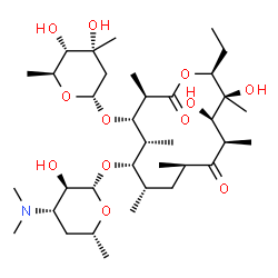 ChemSpider 2D Image | (3R,4S,5R,6S,7S,9R,11R,12R,13S,14S)-4-{[(2R,4R,5S,6S)-4,5-Dihydroxy-4,6-dimethyltetrahydro-2H-pyran-2-yl]oxy}-6-{[(2S,3R,4S,6R)-4-(dimethylamino)-3-hydroxy-6-methyltetrahydro-2H-pyran-2-yl]oxy}-14-eth
yl-12,13-dihydroxy-3,5,7,9,11,13-hexamethyloxacyclotetradecane-2,10-dione | C36H65NO12