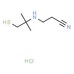 ChemSpider 2D Image | 3-[(2-Methyl-1-sulfanyl-2-propanyl)amino]propanenitrile hydrochloride (1:1) | C7H15ClN2S