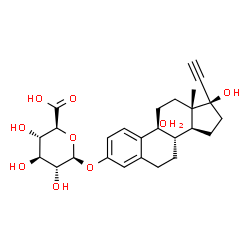 ChemSpider 2D Image | (17alpha)-17-Hydroxy-19-norpregna-1(10),2,4-trien-20-yn-3-yl beta-D-glucopyranosiduronic acid hydrate (1:1) | C26H34O9