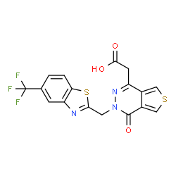 ChemSpider 2D Image | (4-oxo-3-{[5-(trifluoromethyl)-1,3-benzothiazol-2-yl]methyl}thieno[3,4-d]pyridazin-1-yl)acetic acid | C17H10F3N3O3S2