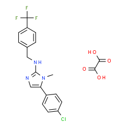 ChemSpider 2D Image | 5-(4-Chlorophenyl)-1-methyl-N-[4-(trifluoromethyl)benzyl]-1H-imidazol-2-amine ethanedioate (1:1) | C20H17ClF3N3O4