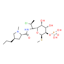 ChemSpider 2D Image | Methyl (5R)-5-[(1R,2S)-2-chloro-1-{[(4R)-1-methyl-4-propyl-L-prolyl]amino}propyl]-2-O-phosphono-1-thio-beta-L-arabinopyranoside | C18H34ClN2O8PS