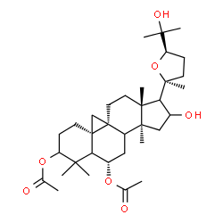 ChemSpider 2D Image | (5xi,6alpha,8xi,9beta,17xi,24R)-16,25-Dihydroxy-20,24-epoxy-9,19-cyclolanostane-3,6-diyl diacetate | C34H54O7