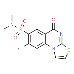 ChemSpider 2D Image | 8-Chloro-N,N-dimethyl-5-oxo-5H-[1,3]thiazolo[3,2-a]quinazoline-7-sulfonamide | C12H10ClN3O3S2