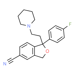 ChemSpider 2D Image | 1-(4-Fluorophenyl)-1-[2-(1-piperidinyl)ethyl]-1,3-dihydro-2-benzofuran-5-carbonitrile | C22H23FN2O