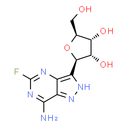 ChemSpider 2D Image | (5R)-5-(7-Amino-5-fluoro-2H-pyrazolo[4,3-d]pyrimidin-3-yl)-2,5-anhydro-D-ribitol | C10H12FN5O4