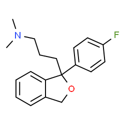 ChemSpider 2D Image | 3-[1-(4-Fluorophenyl)-1,3-dihydro-2-benzofuran-1-yl]-N,N-dimethyl-1-propanamine | C19H22FNO
