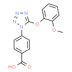 ChemSpider 2D Image | 4-[5-(2-Methoxyphenoxy)-1H-tetrazol-1-yl]benzoic acid | C15H12N4O4