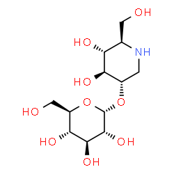 ChemSpider 2D Image | (3S,4S,5R,6R)-4,5-Dihydroxy-6-(hydroxymethyl)-3-piperidinyl alpha-D-glucopyranoside | C12H23NO9