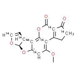 ChemSpider 2D Image | (6aR,9aS)-4-Methoxy(2,3b,5,8,9a,9b,11a-~14~C_7_)-2,3,6a,9a-tetrahydrocyclopenta[c]furo[3',2':4,5]furo[2,3-h]chromene-1,11-dione | C1014C7H12O6