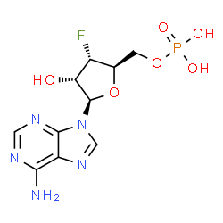 ChemSpider 2D Image | 3'-Deoxy-3'-fluoroadenosine 5'-(dihydrogen phosphate) | C10H13FN5O6P