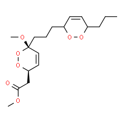 ChemSpider 2D Image | Methyl {(3R,6R)-6-methoxy-6-[3-(6-propyl-3,6-dihydro-1,2-dioxin-3-yl)propyl]-3,6-dihydro-1,2-dioxin-3-yl}acetate | C18H28O7