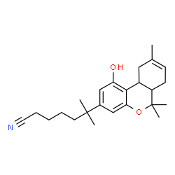 ChemSpider 2D Image | 6-(1-Hydroxy-6,6,9-trimethyl-6a,7,10,10a-tetrahydro-6H-benzo[c]chromen-3-yl)-6-methylheptanenitrile | C24H33NO2