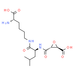 ChemSpider 2D Image | N~6~-(N-{[(2R,3R)-3-Carboxy-2-oxiranyl]carbonyl}-L-leucyl)-L-lysine | C16H27N3O7