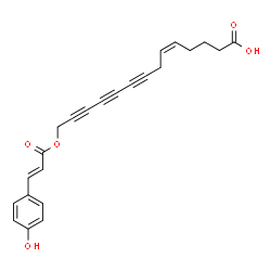 ChemSpider 2D Image | (5Z)-14-{[(2E)-3-(4-Hydroxyphenyl)-2-propenoyl]oxy}-5-tetradecene-8,10,12-triynoic acid | C23H20O5